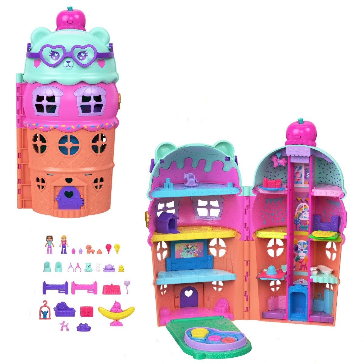 Set de joaca cu doua papusi Polly Pocket, Gelato House, JFT91