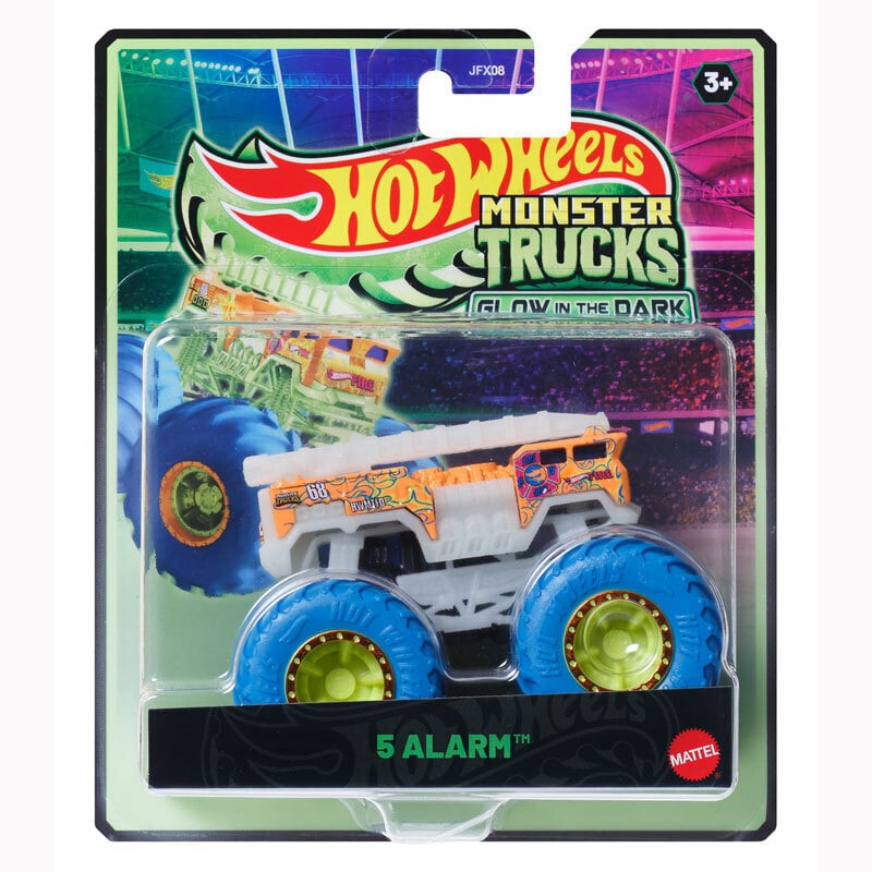 Masina Hot Wheels, Monster Truck, Glow In The Dark, 5 Alarm, JFX10