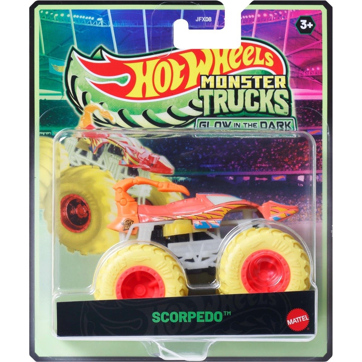 Masina Hot Wheels, Monster Truck, Glow In The Dark, Scorpedo, JFX24