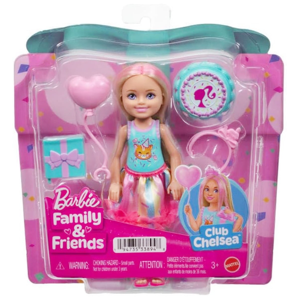Set de joaca cu papusa Barbie, Family&Friends, Club Chelsea Birthday, JJB37