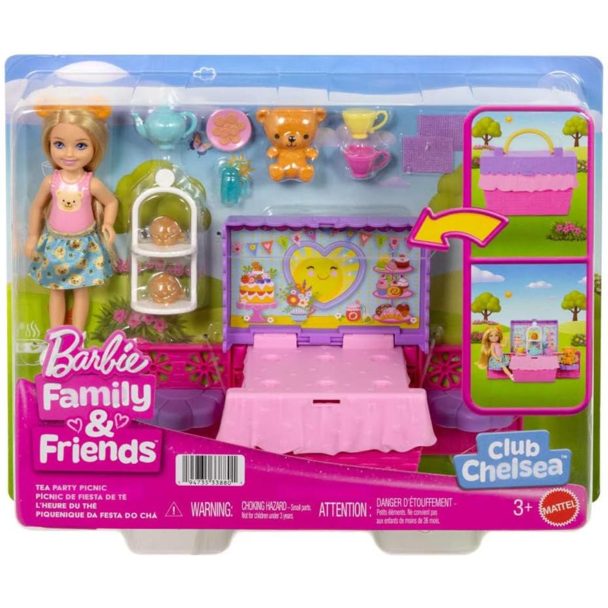 Set de joaca cu papusa Barbie, Family&Friends, Club Chelsea, Tea Party Picnic, JJB40