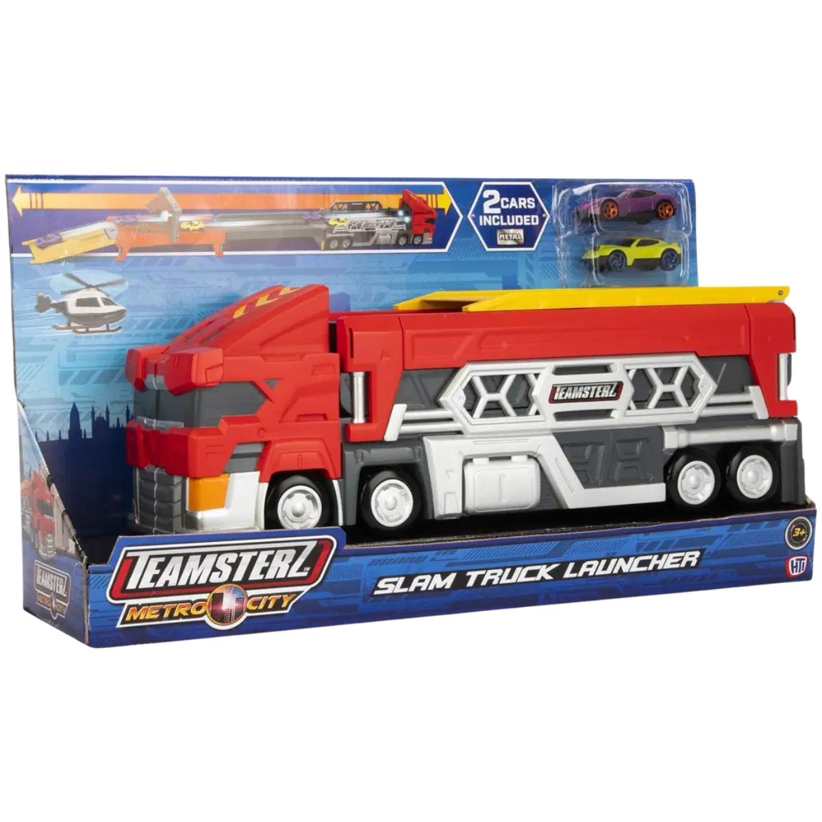 Camion cu lasator si 2 masini, Teamsterz, Metro City, Slam Truck Launcher