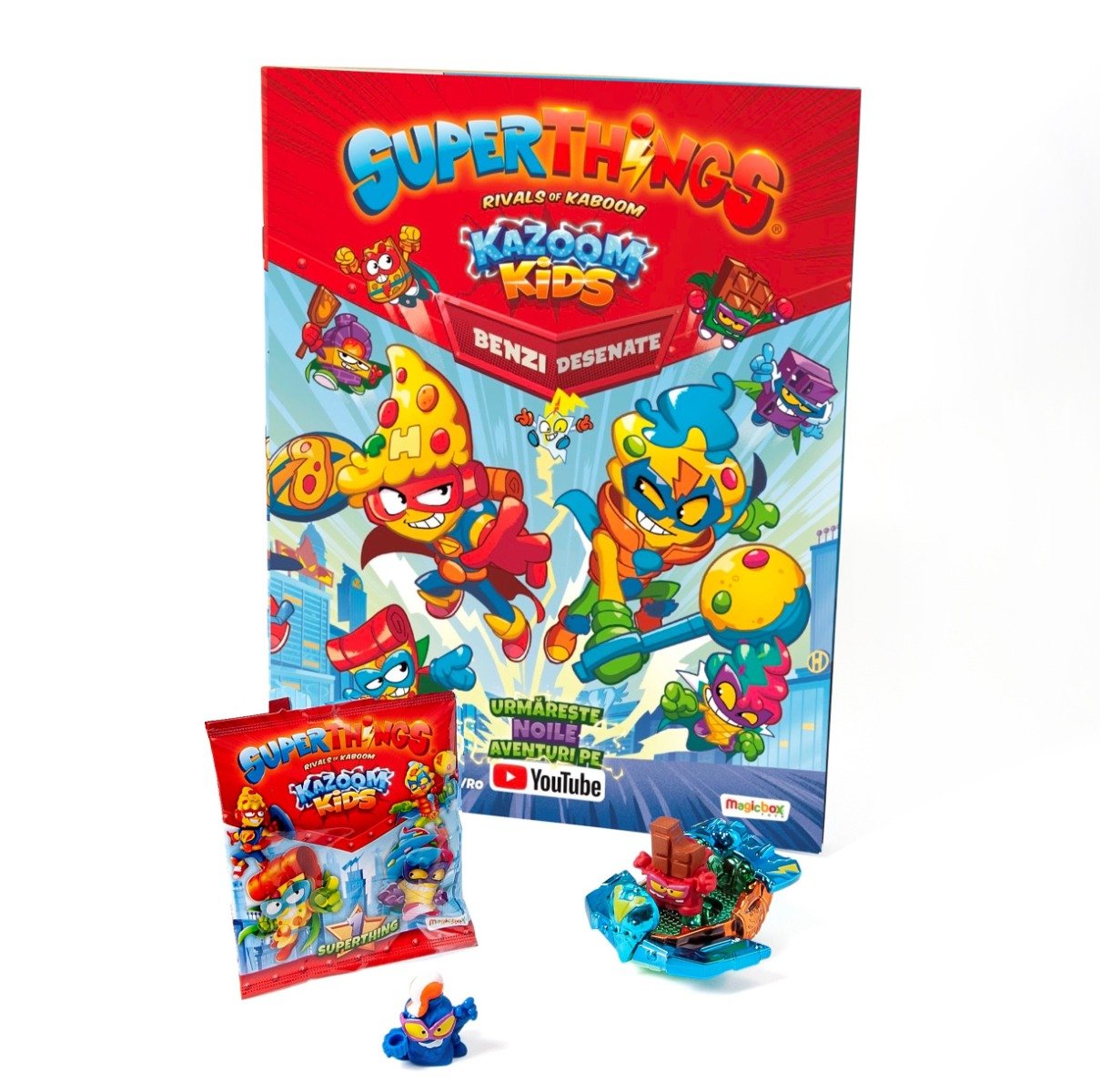 Set de joaca cu figurine si revista, Superthings, Kazoom Kid