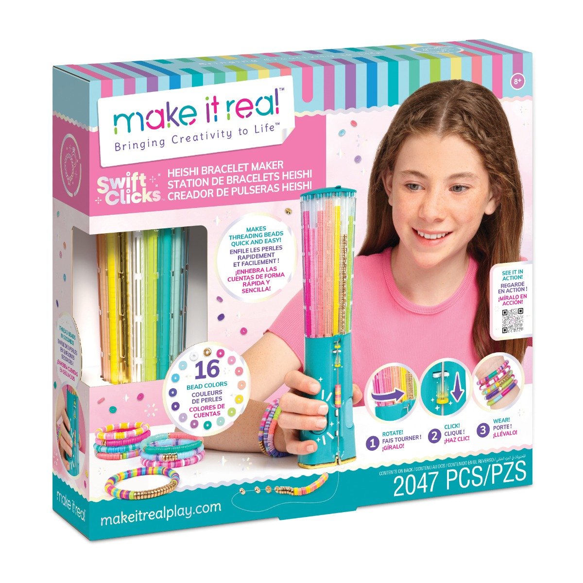 Set de creat bratari, Make It Real, Swift Click Heishi, 2047 piese