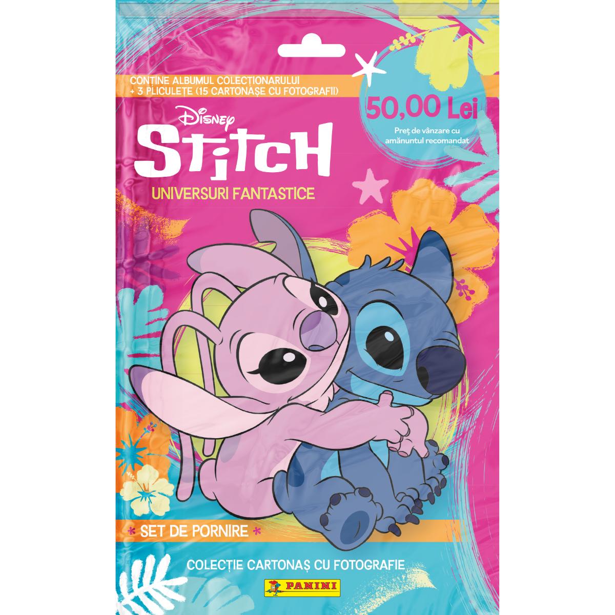 Set cartonase si album, Panini, Disney Stitch, Amazing Worlds, Starter Pack