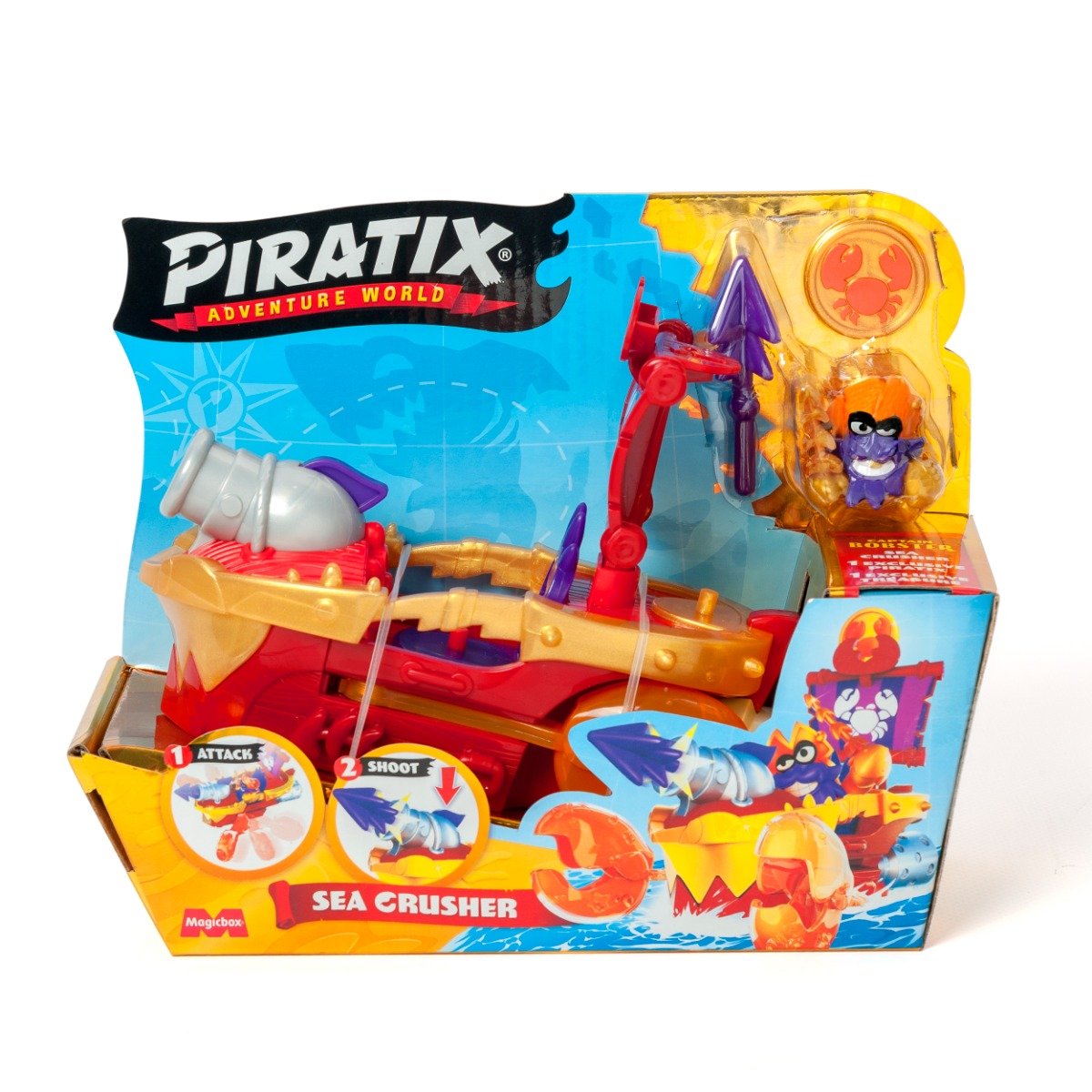 Set de joaca cu figurina Captain Bobster, Piratix, Nava Sea Crusher