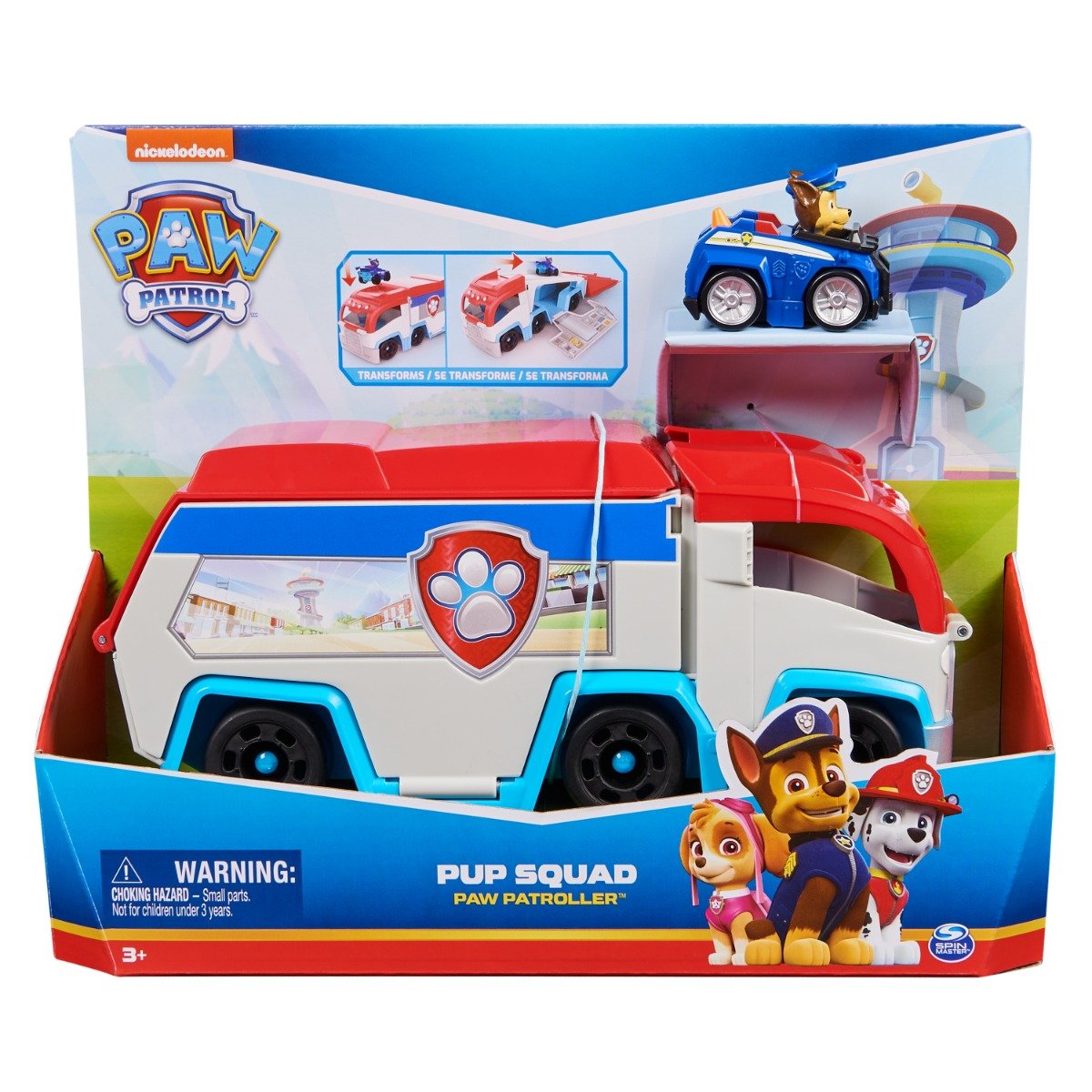 Set camion si vehicul cu figurina Chase, Paw Patrol, Pup Squad