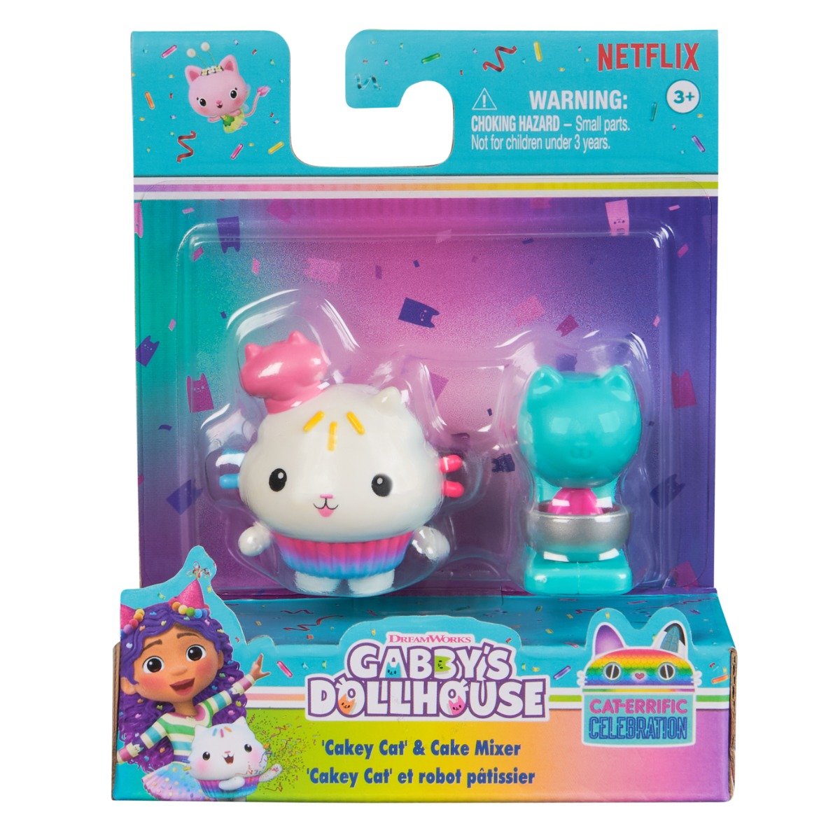 Set figurina si accesoriu, Gabbys Dollhouse, Cakey Cat si Cake Mixer, 20149925