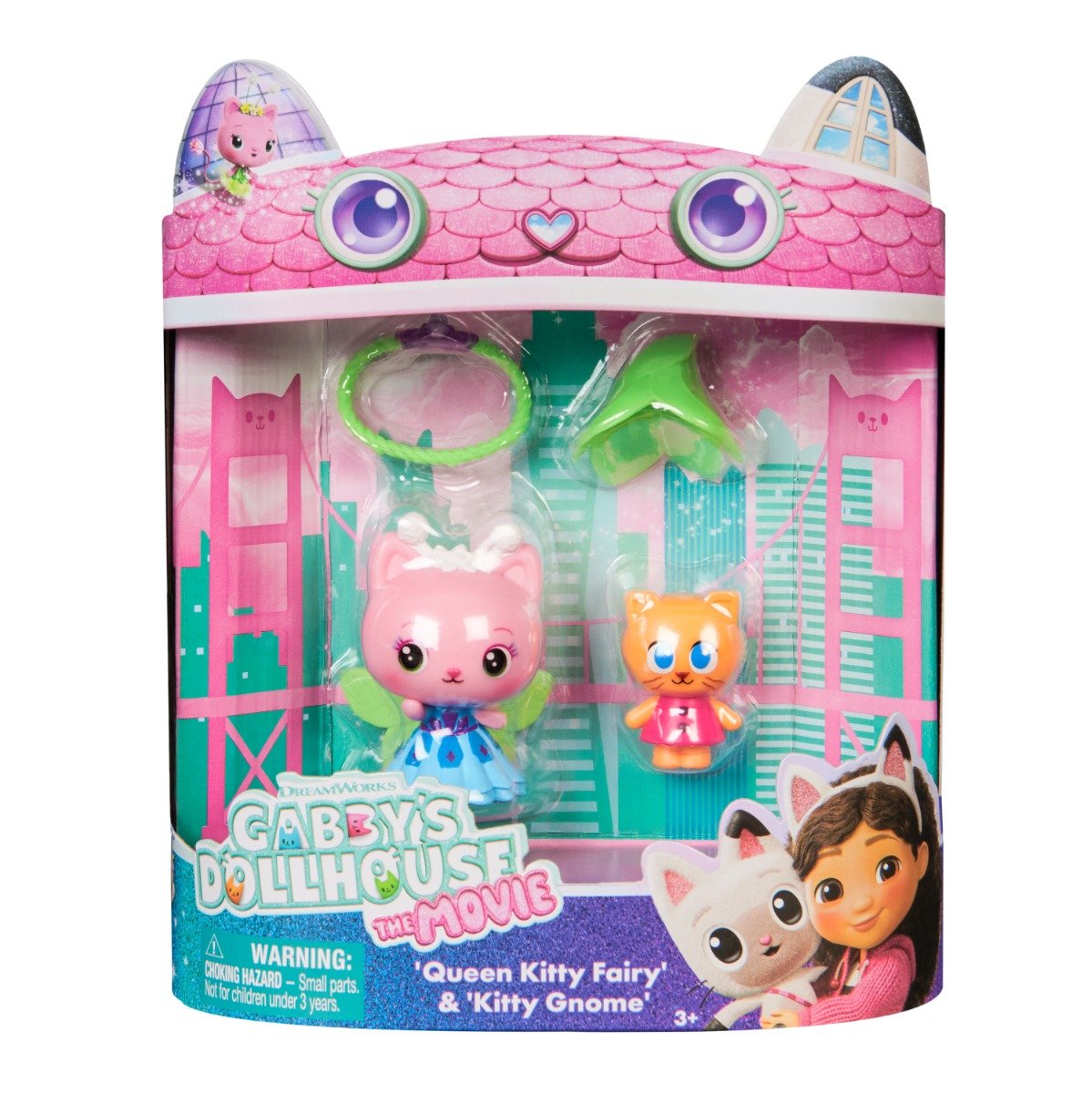 Set 2 figurine, Gabbys Dollhouse, Queen Kitty Fairy and Kitty Gnome, 6074330