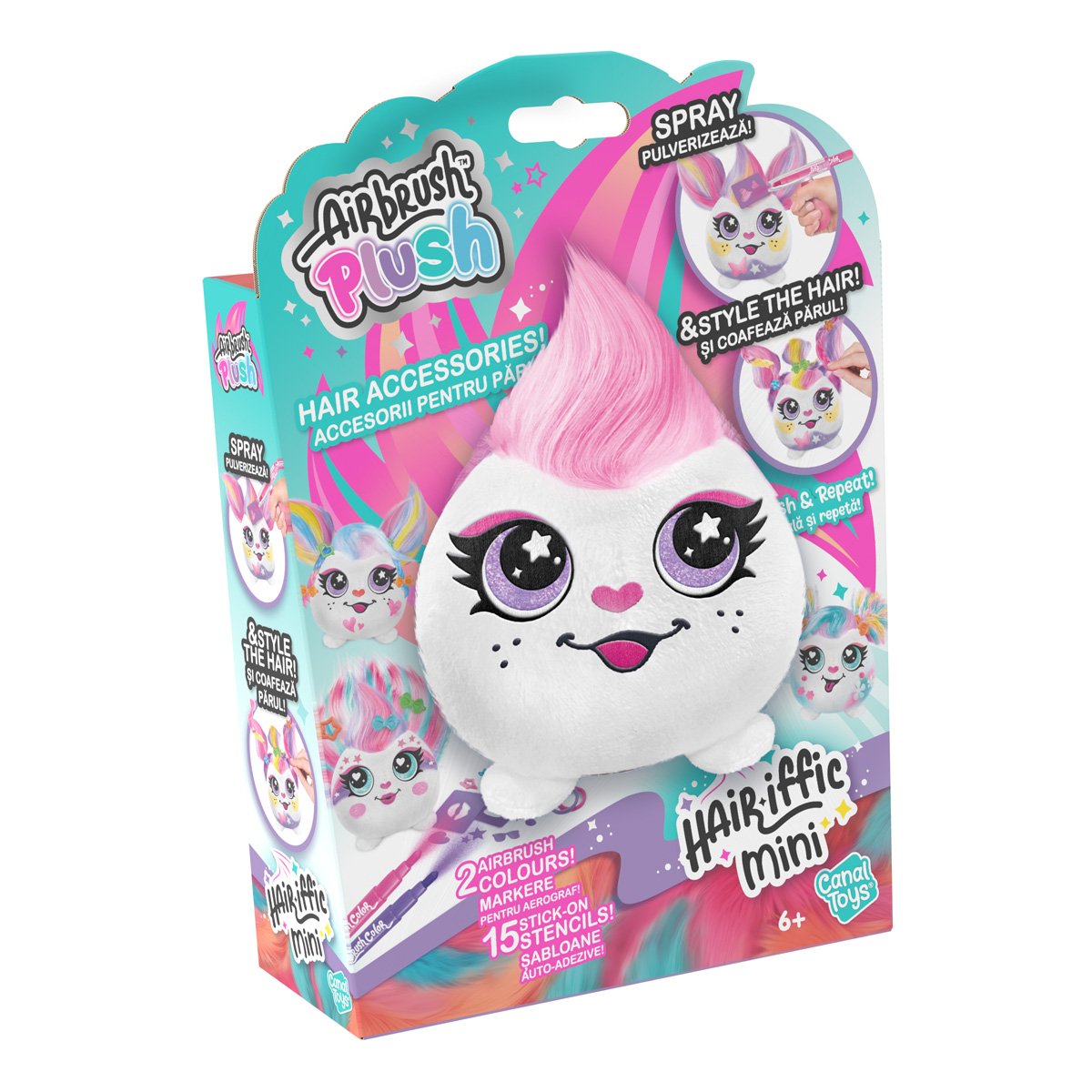 Jucarie de plus de colorat, Airbrush Plush, Mini Hair-iffic