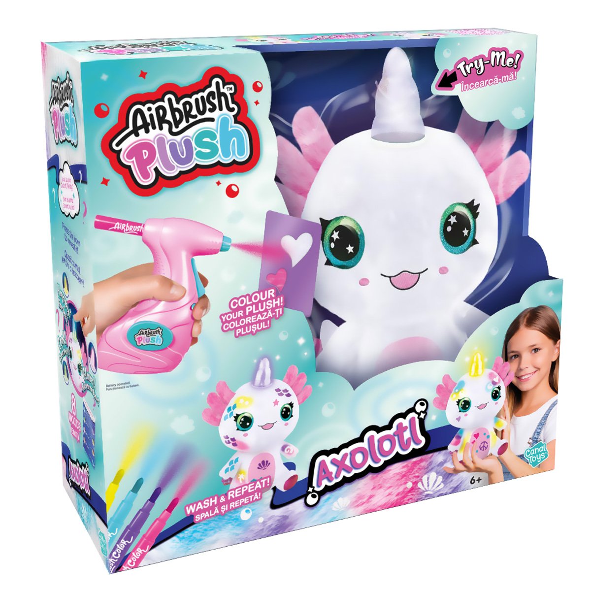 Jucarie de plus de colorat, Airbrush Plush, Light Up, Axoloti