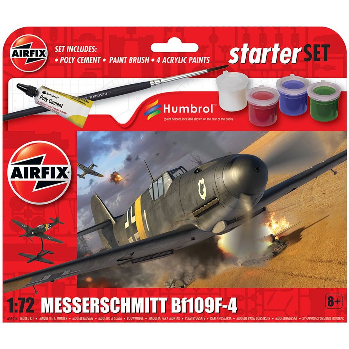 Set de constructie, Airfix Starter Set, Messerschmitt Bf109F-4, 30 piese