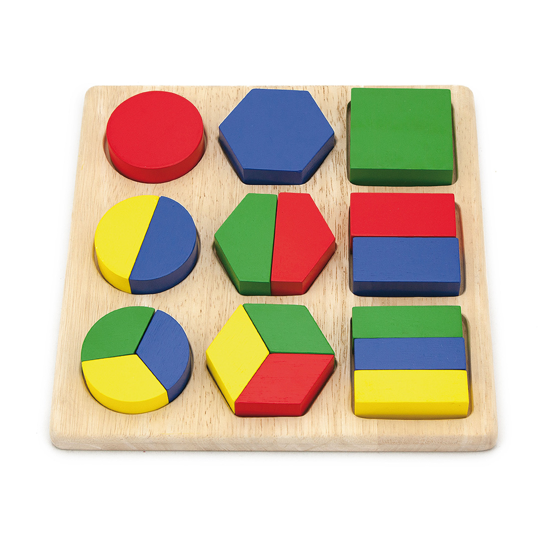 Poze Puzzle educativ din lemn, Viga, Forme geometrice si fractii