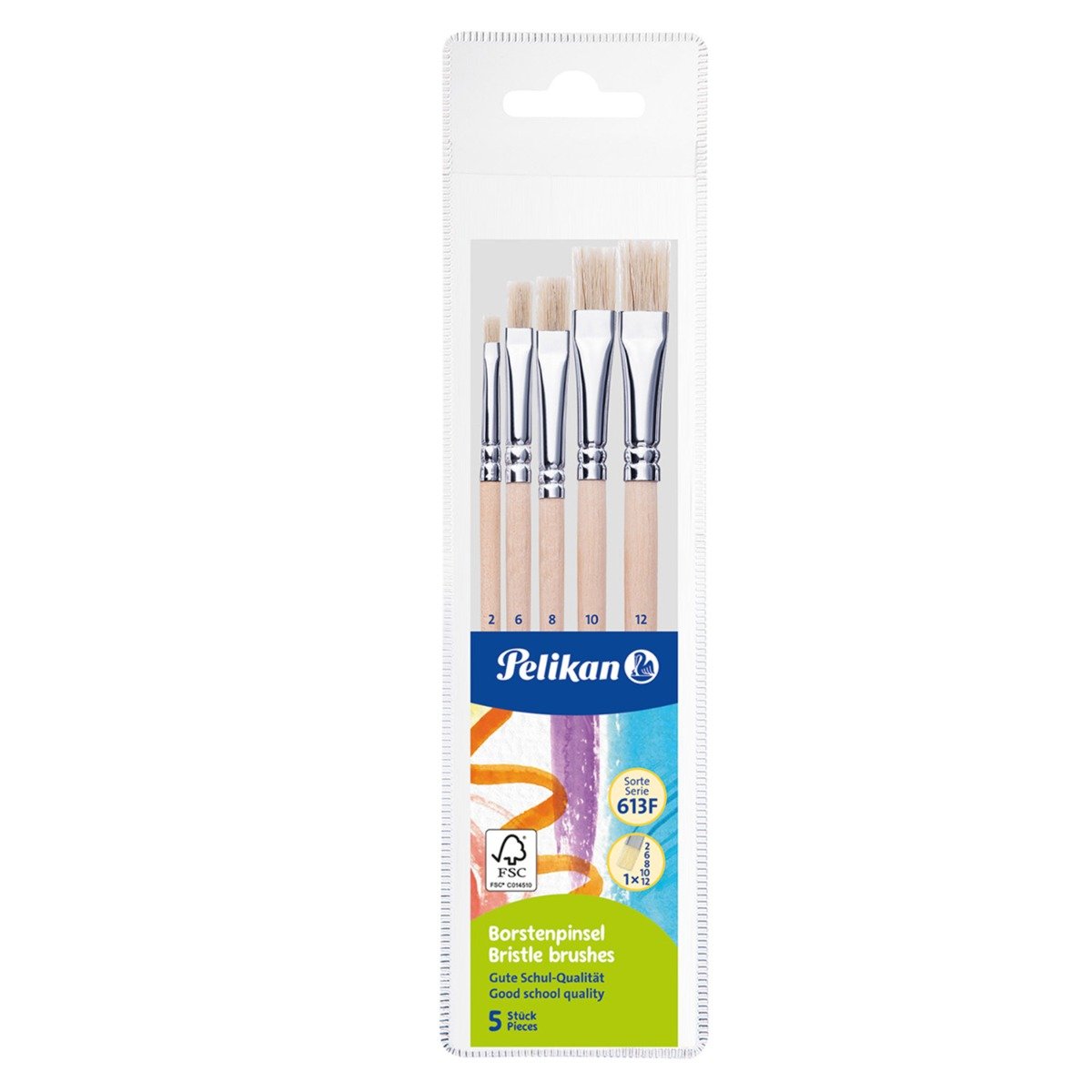 Set 5 pensule cu varf lat, Pelikan Starter, Seria 613F
