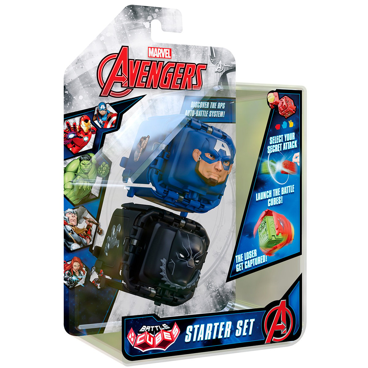 Set 2 figurine de lupta Battle Cubes Avengers, Captain America vs Black Panther America imagine noua responsabilitatesociala.ro