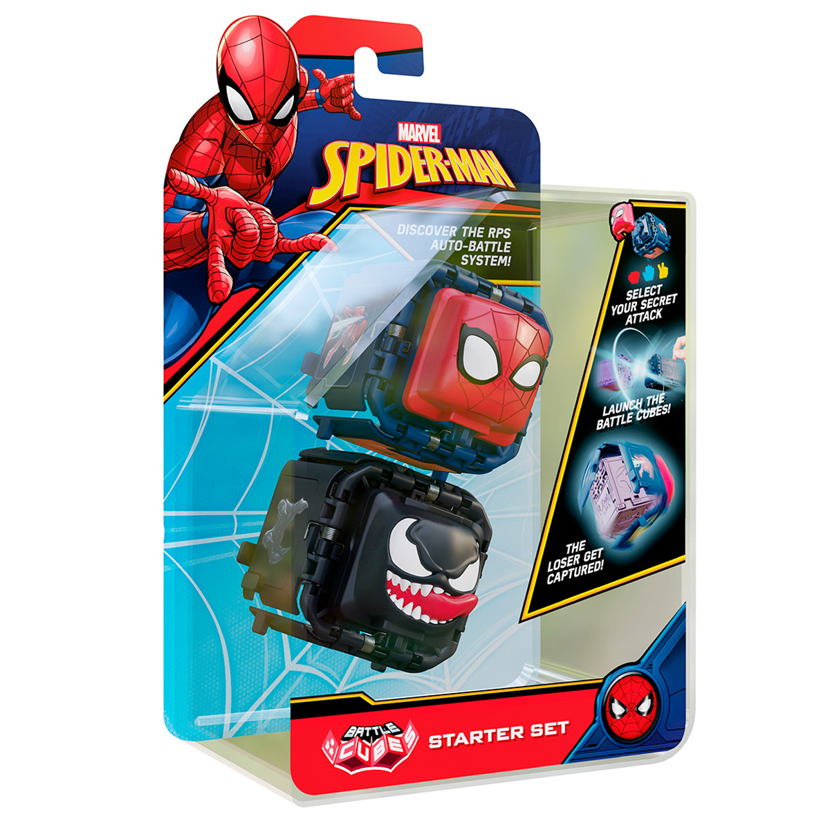 Set 2 figurine de lupta Battle Cubes Spiderman, Spiderman vs Venom Battle imagine noua responsabilitatesociala.ro