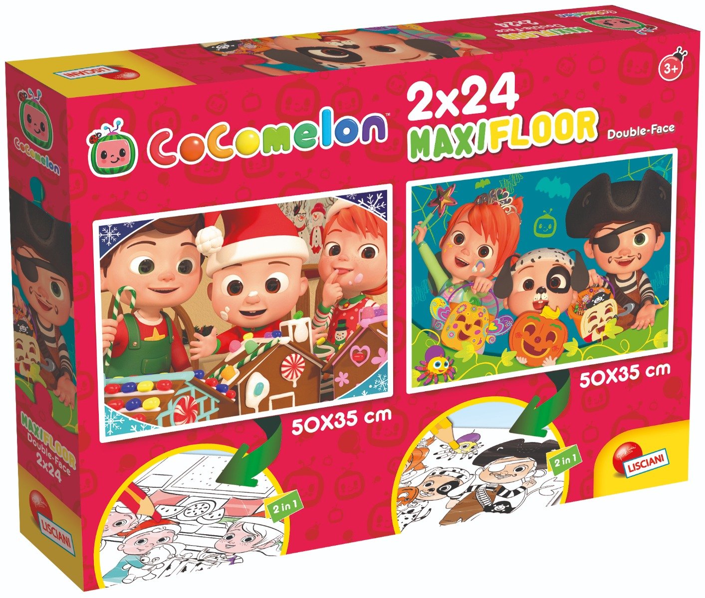 Puzzle de podea 2 in 1 Cocomelon Lisciani, Incepe ziua cu un cantec, Maxi, 2 x 24 piese Cantec imagine 2022 protejamcopilaria.ro