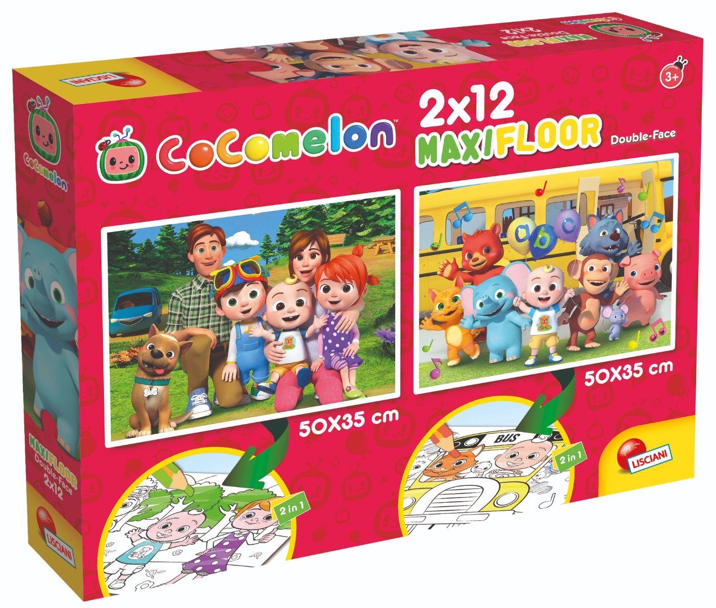 Puzzle de podea 2 in 1 Cocomelon Lisciani, Plimbare In Natura, Maxi, 2 x 12 piese CoComelon imagine 2022 protejamcopilaria.ro