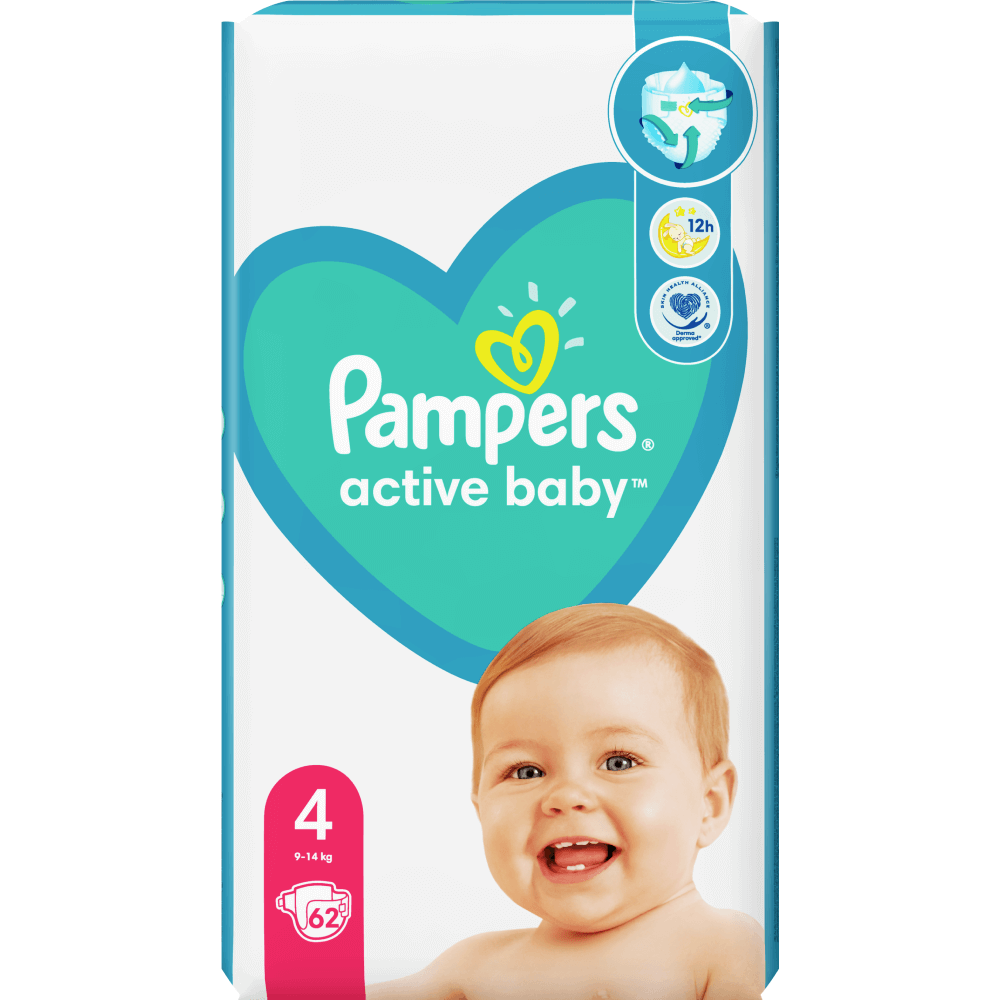 Scutece Active Baby 4 Maxi, Pampers, 62 buc noriel.ro