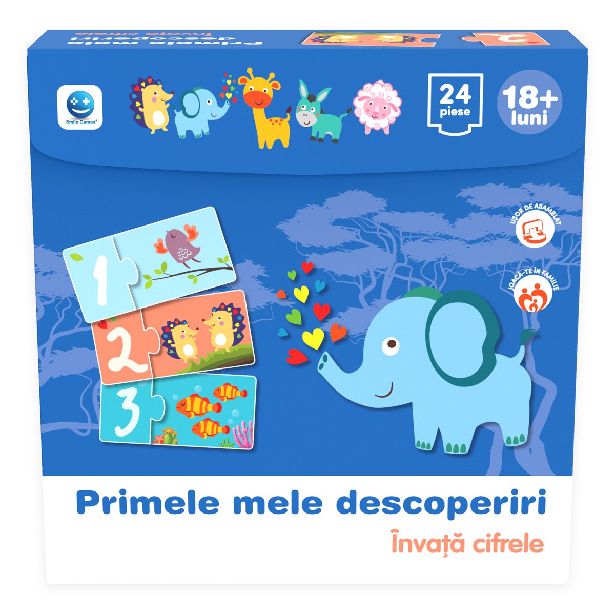 Puzzle Primele mele descoperiri, Smile Games, Invata cifrele, 24 piese