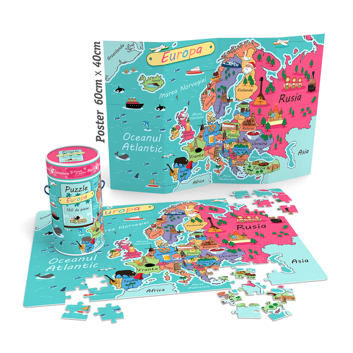 Poze Puzzle Cunoastere Noriel - Harta Europei, 150 piese
