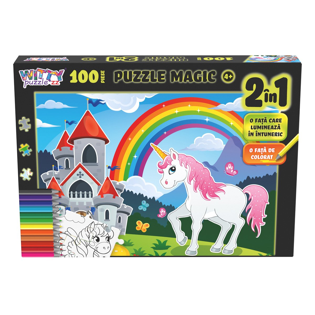 Puzzle Magic 2 in 1, Witty Puzzlezz, Unicorn, 100 piese