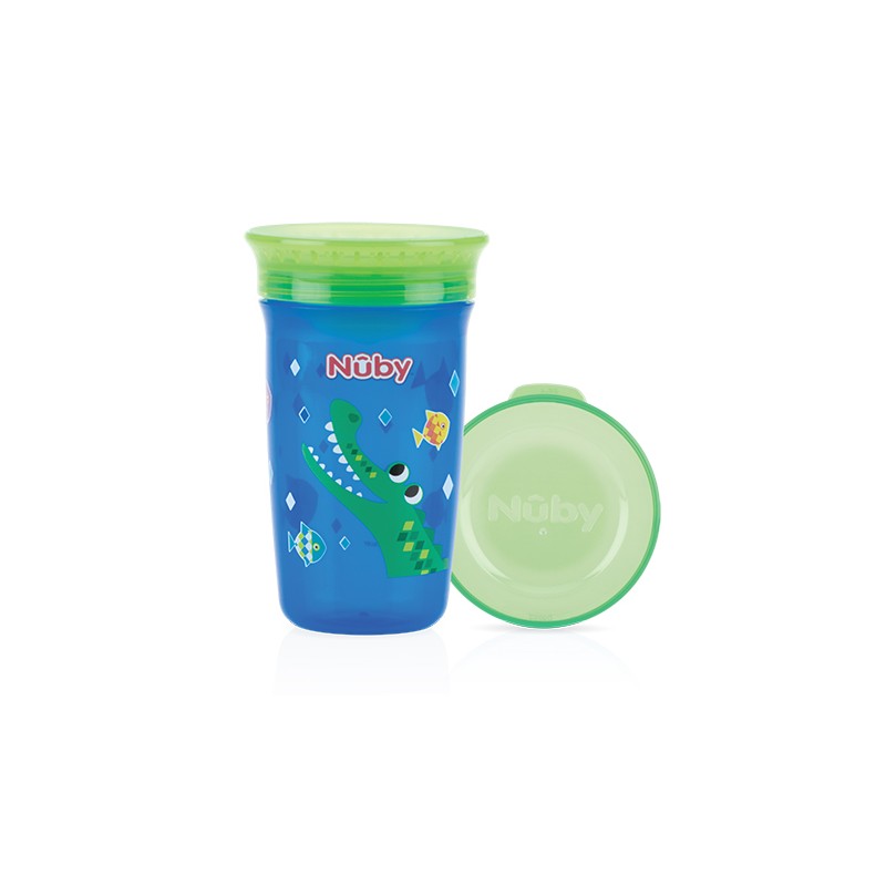 Nuby wonder cup 360 decorat 300ml, albastru