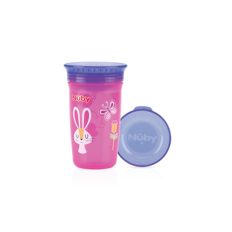 Nuby wonder cup 360 decorat 300ml, roz