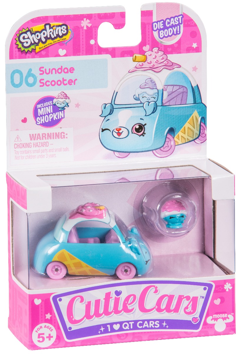 Pachet masinuta cu figurina Cutie Cars Sundae Scooter Seria 1