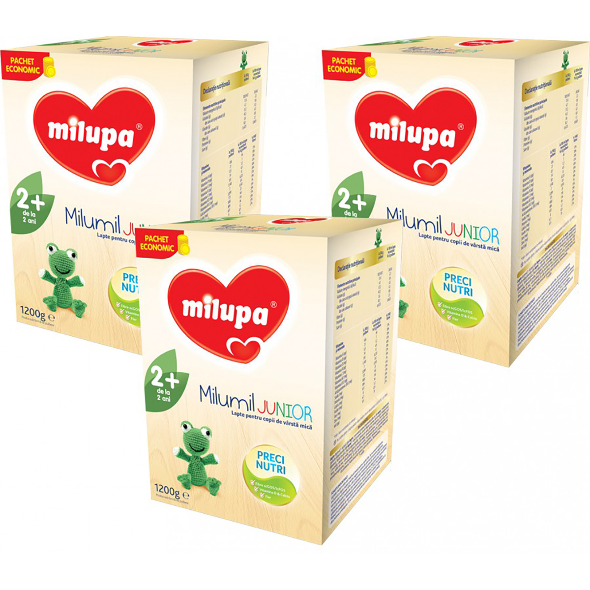 Lapte praf Milupa Milumil Junior 2+, 3 pachete x 1200 g