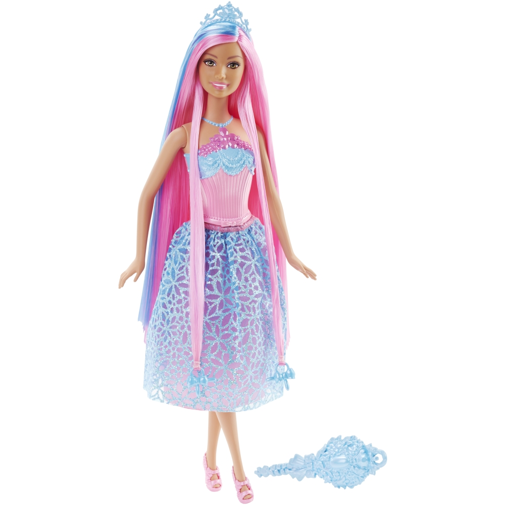 papusa barbie cu par roz - regatul parului fara sfarsit