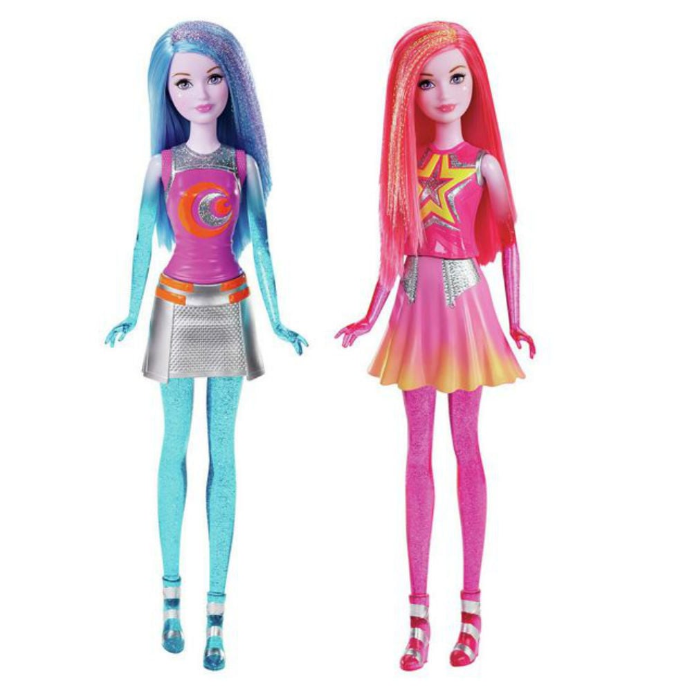 papusa barbie star light adventure - pink and blue galaxy