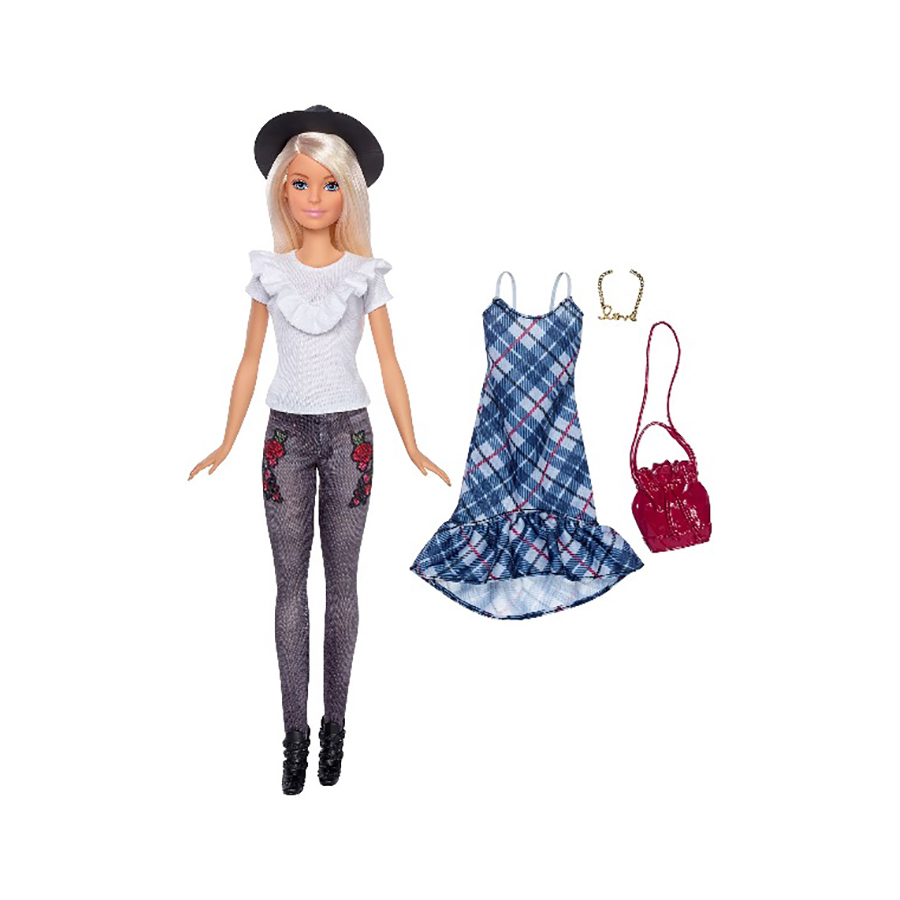 Papusa cu haine de schimb barbie fashionistas happy hipster