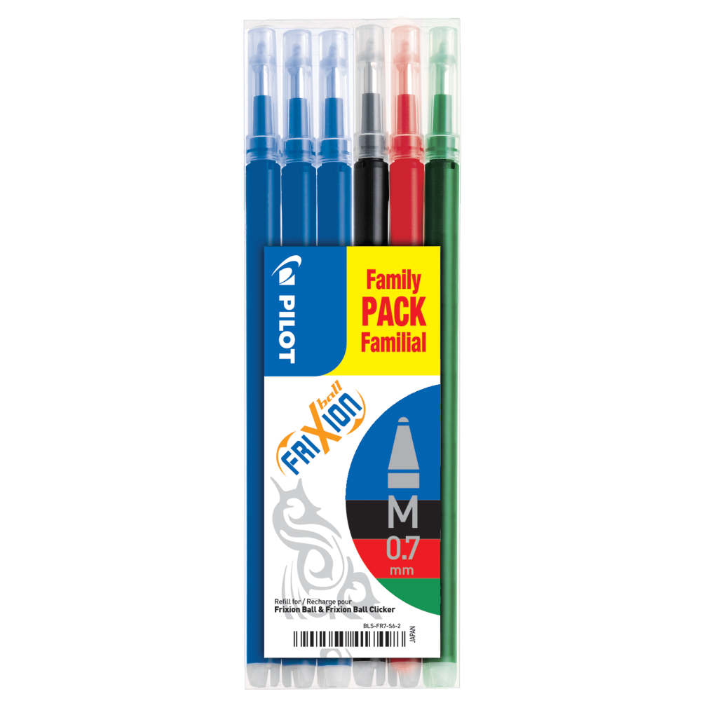 Rezerva roller pilot frixion ball, 0.7 mm, diverse culori, (set 6 bucati)