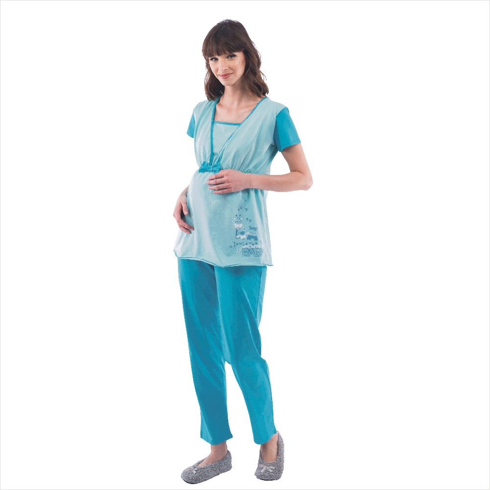 Pijama pentru alaptat Uniconf, Albastru Haine si lenjerie mamici 2023-09-21