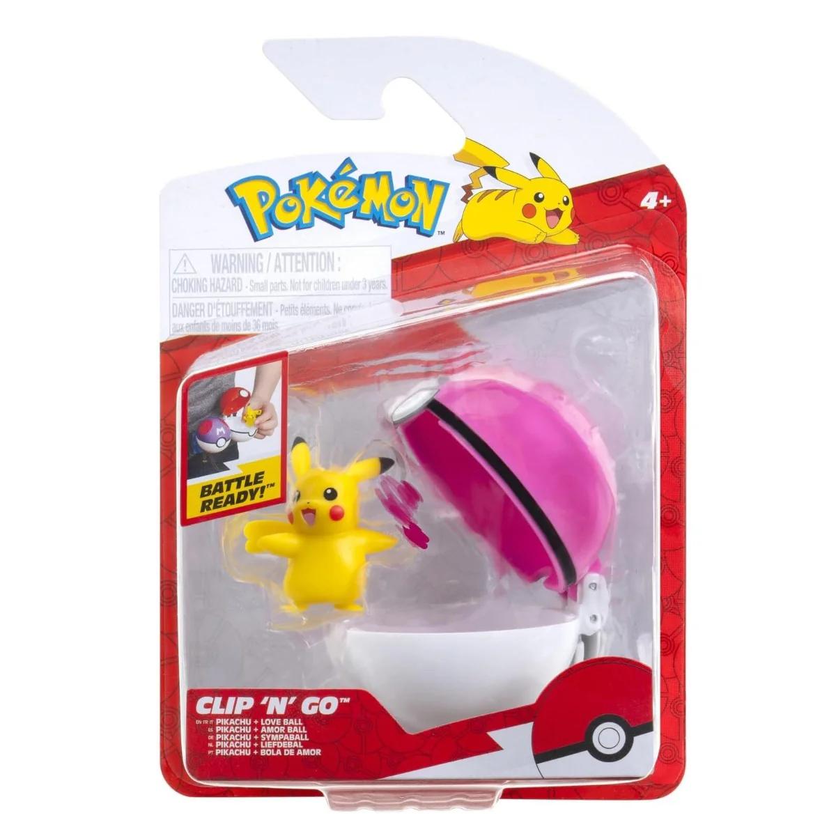 Figurina in bila Clip N Go Pokemon S2, Pikachu si Love Ball