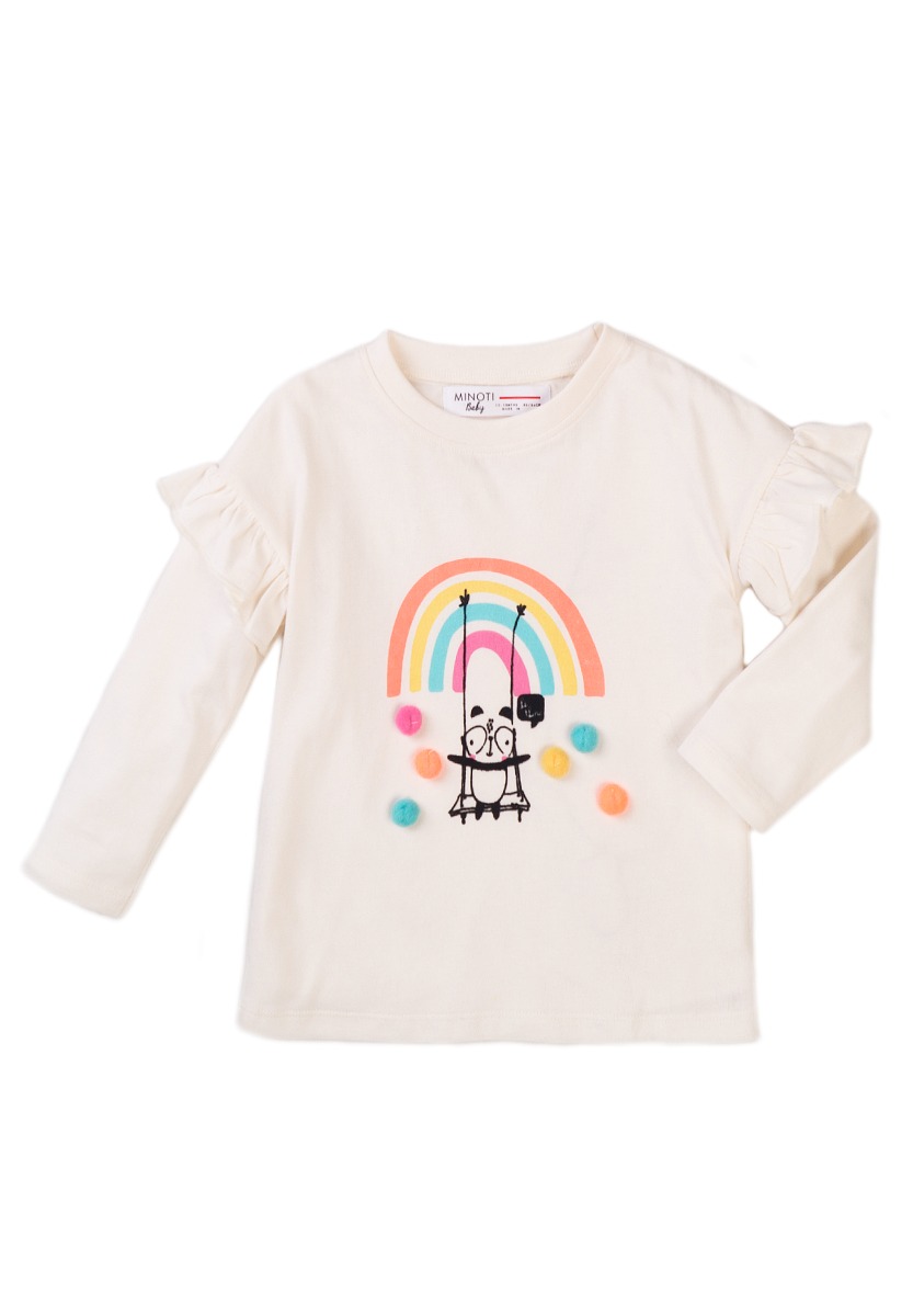 Tricou cu volane aplicate pe maneca Minoti Baby, Pom, Rainbow Minoti imagine 2022