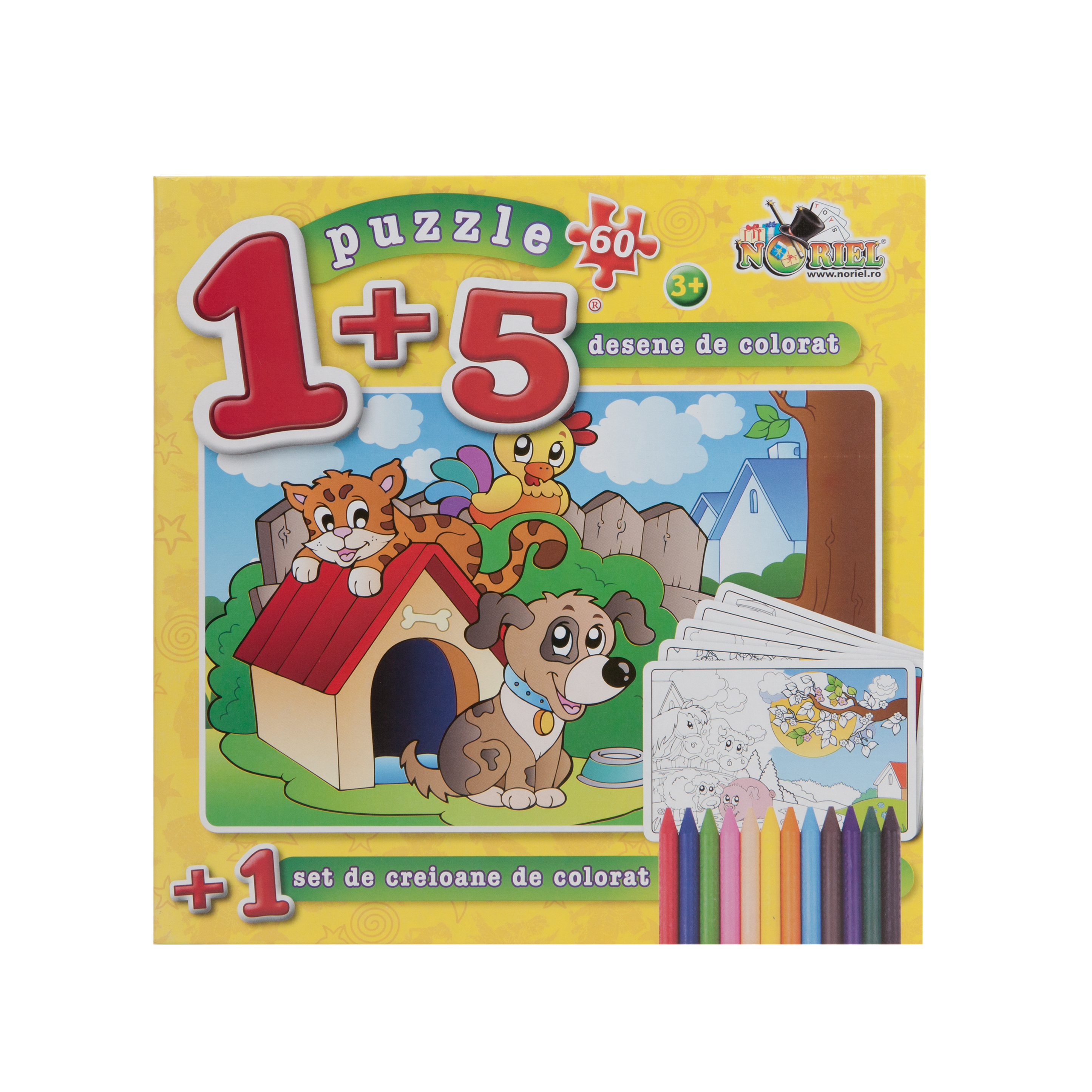 puzzle noriel coloreaza-ma - caine (+ 5 planse de colorat)