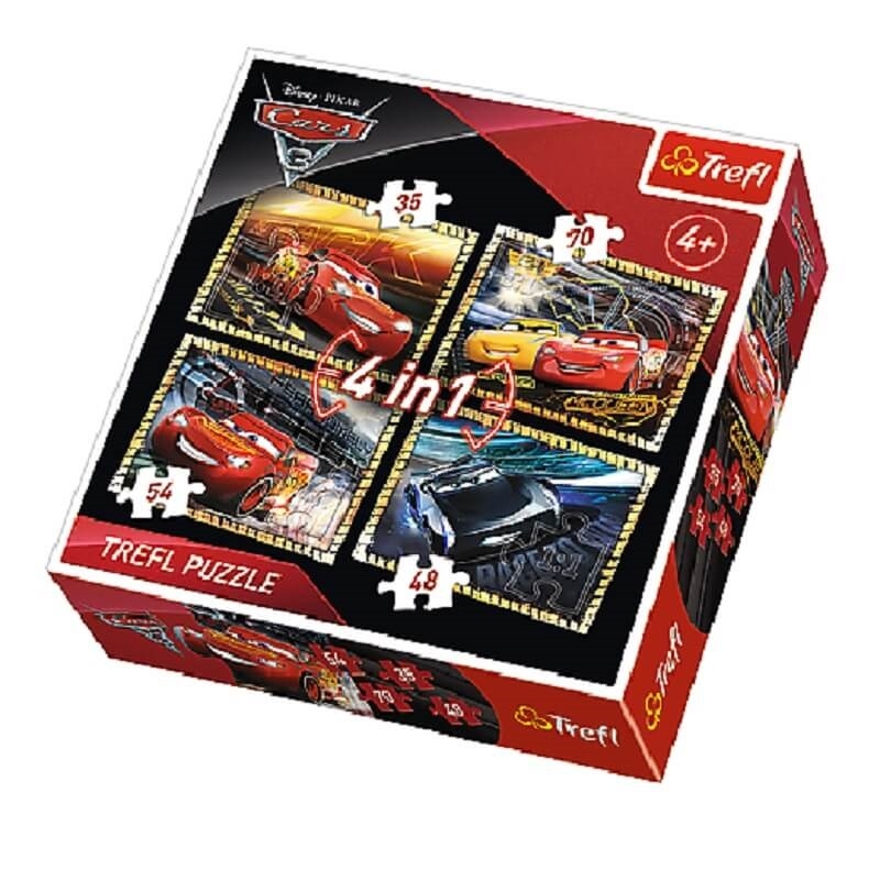 Puzzle Trefl 4 in 1 Cars - Ready to Race (35, 48, 54, 70 piese)