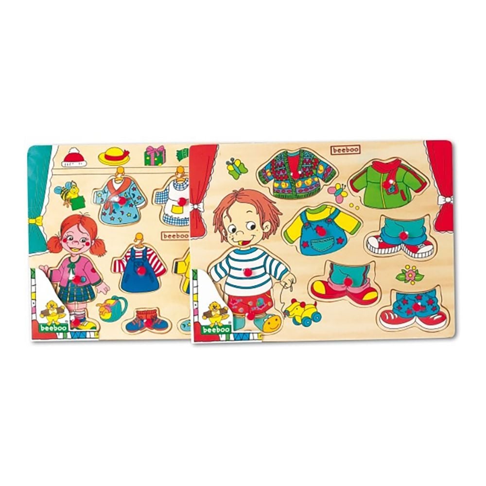 Puzzle din lemn beeboo - hainute baiat