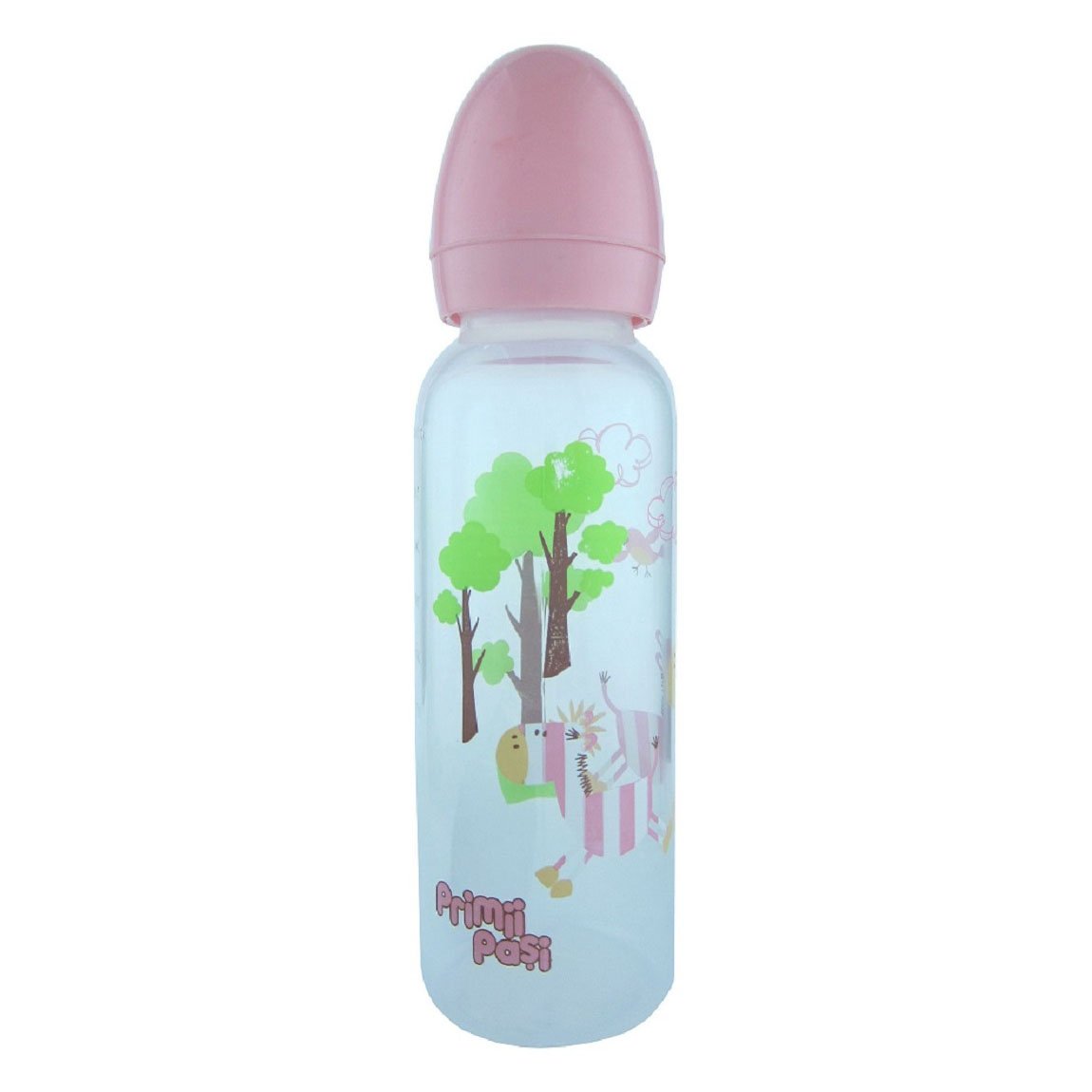 Biberon pp decorat primii pasi, roz, 250 ml