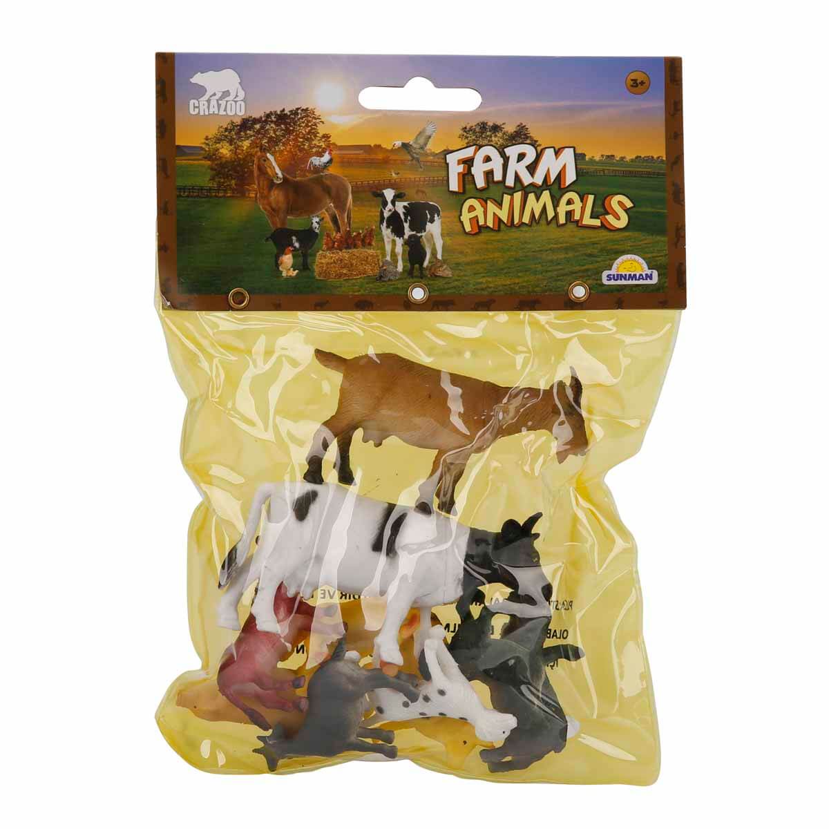 Set figurine animale de la ferma in punga mica, Crazoo