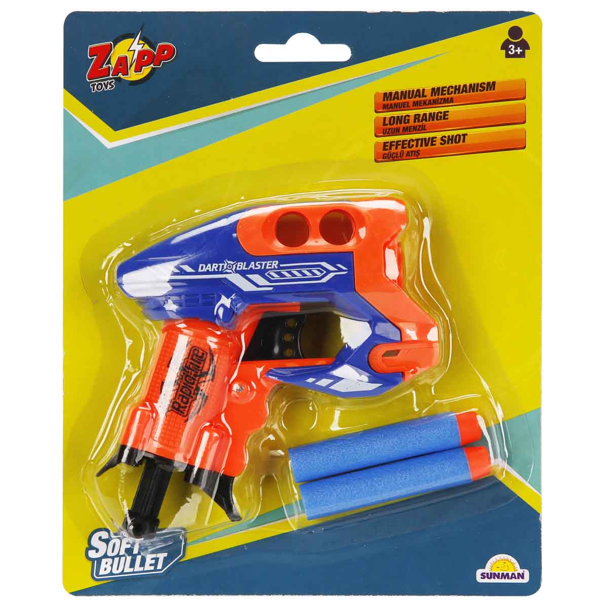 Mini pistol cu 2 sageti din burete, Zapp Toys, Dart Blaster