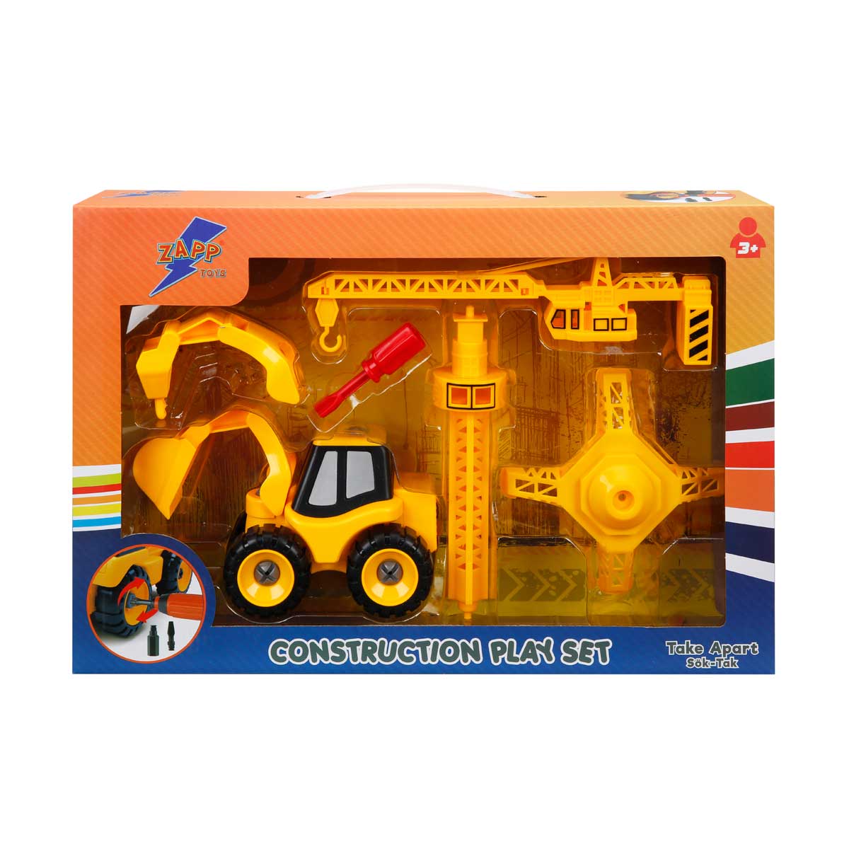 Set vehicul de constructie si accesorii, Zapp Toys, Excavator