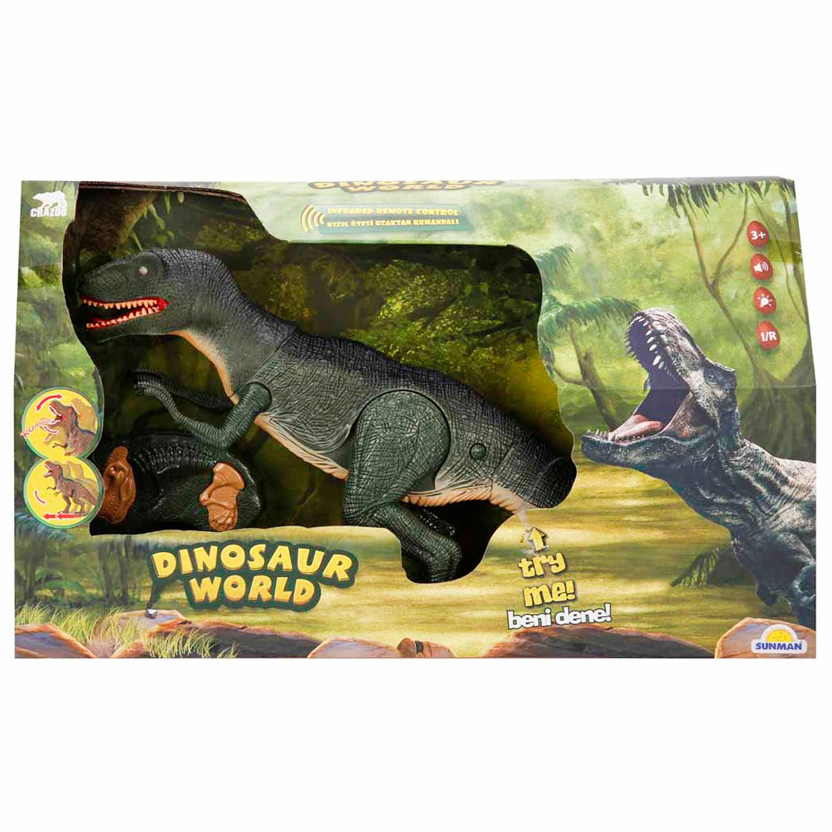 Figurina Dinozaur Cu Telecomanda, Crazoo, Verde