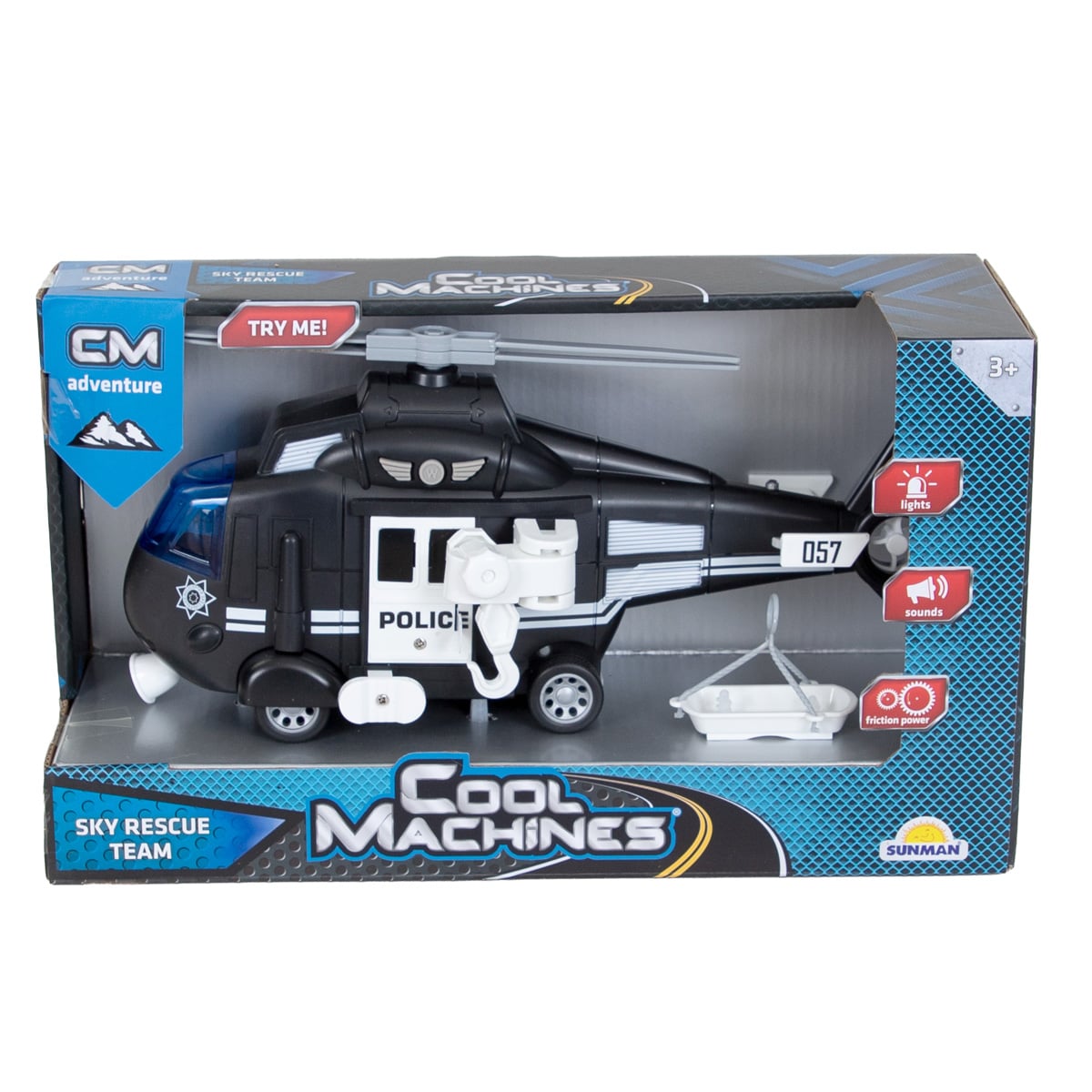 Elicopter de politie cu lumini si sunete, Cool Machines, 1:16, Negru