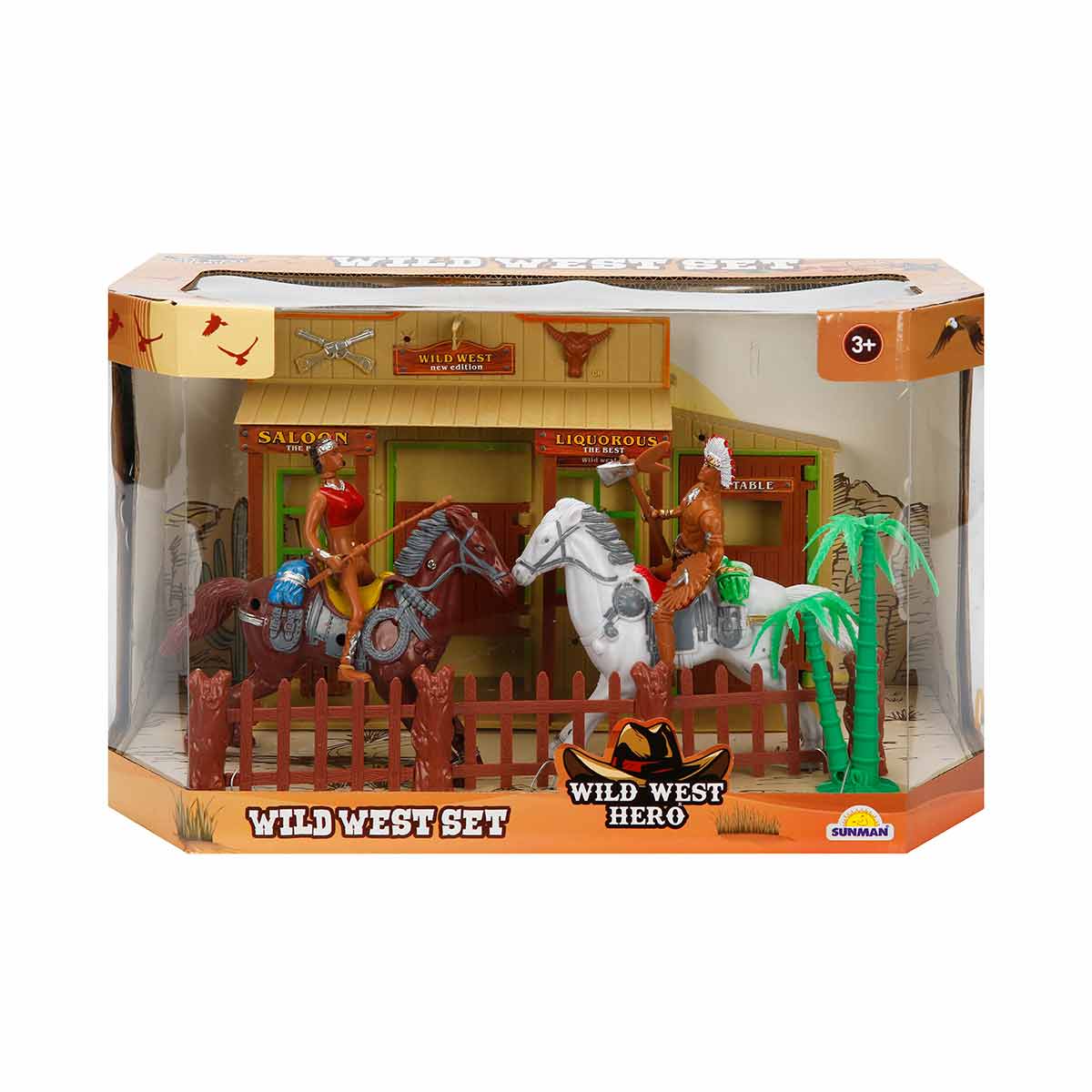 Set de joaca Cowboy cu 2 figurine, Wild West Hero