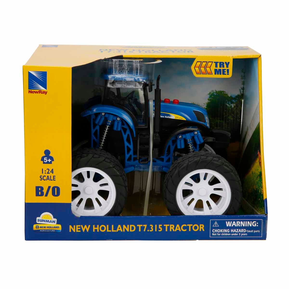 Tractor cu sunete, New Ray, New Holand T7315, 1:24