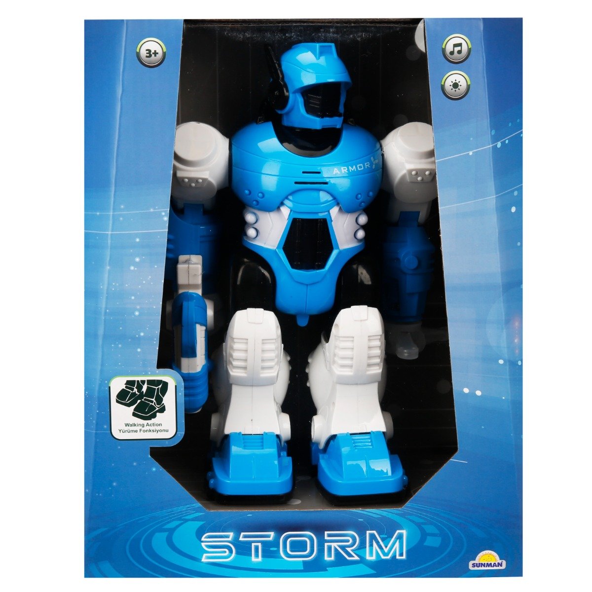 Robot cu lumini si sunete, Storm Brave, Albastru, 25 cm