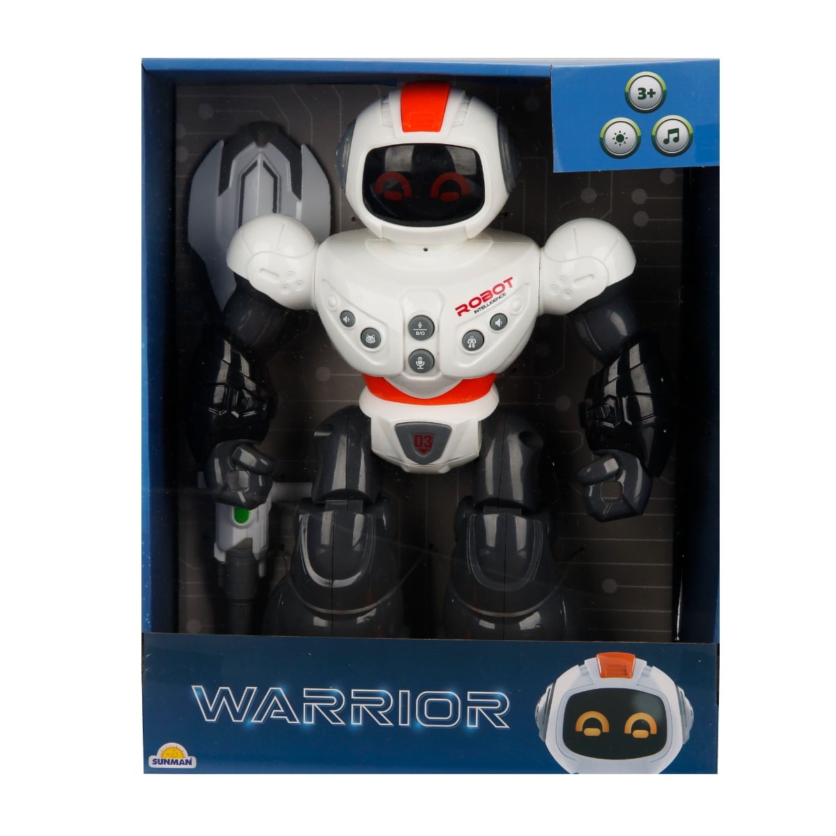 Robot cu lumini si sunete, Sunman, Warrior, Portocaliu, 29 cm